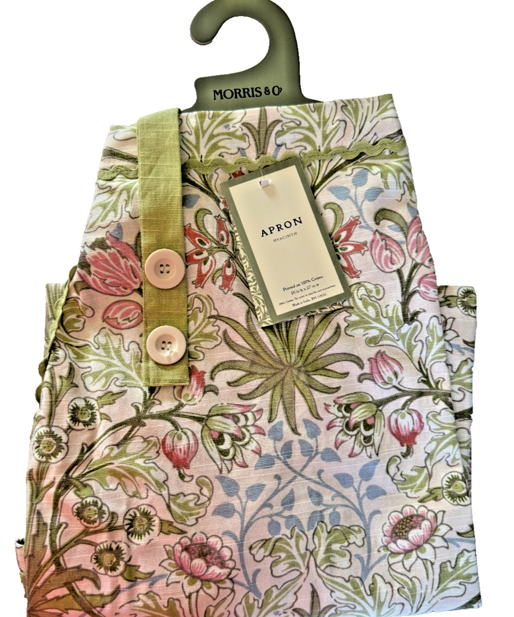 Willam Morris Hyacinth Kitchen Bib Apron Cotton Multicolor Floral Rickrack Trim gallery