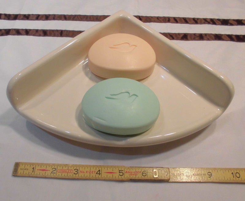 Ceramic New Stock...Large 7"... Corner Soap Dish-Shelf-Tray *Bright Almond* NEW gallery