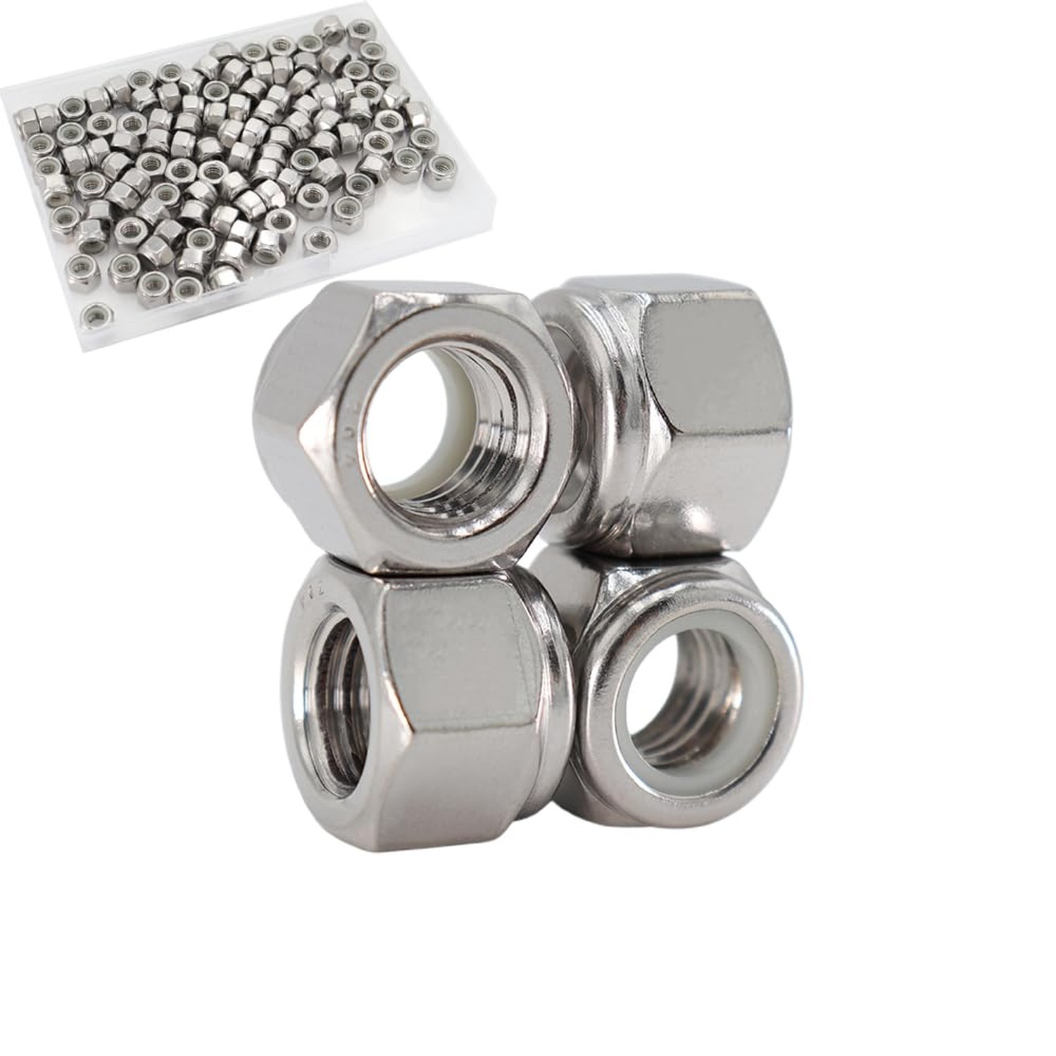 1/4"-20 Nylon Insert Hex Lock Nuts 110 Pack 304 Stainless Steel Self-Locking ... gallery