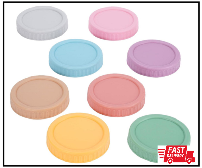 Wide Mouth Mason Jar Lids - 8PCS Colored Mason Plastic Lids Wide Mouth, Leak Pr gallery