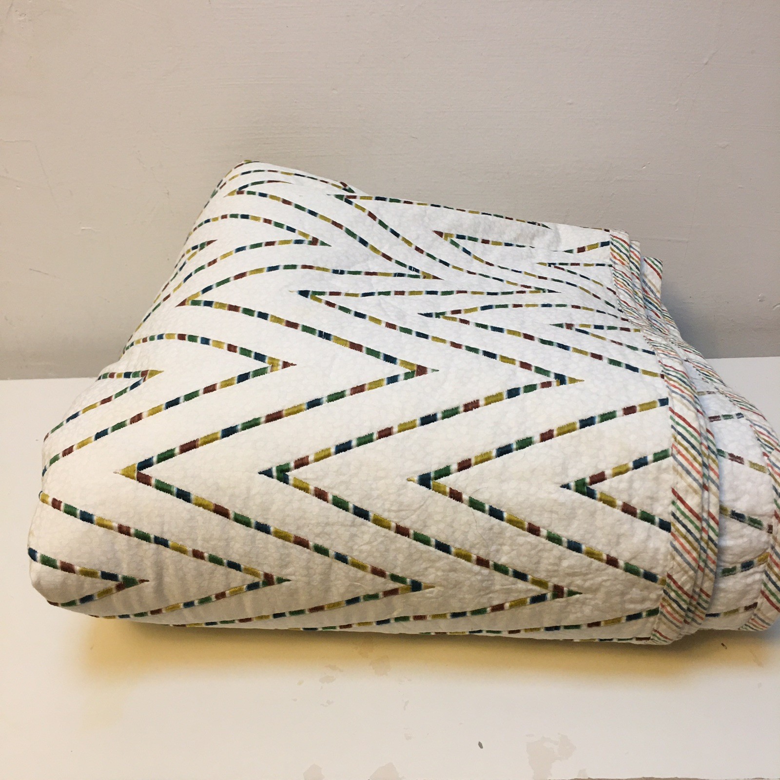 Missoni embroidered cotton zig zag quilt or bedspread multi color queen 98 x 95 gallery