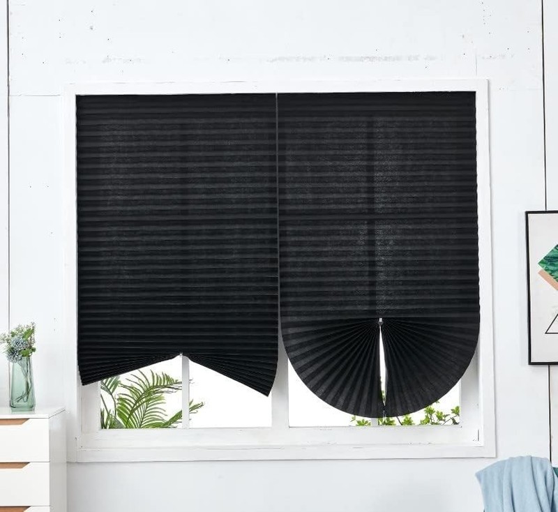 2 Pack Temporary Blackout Blinds for Window, Self Adhesive Pleated Cordless N... gallery