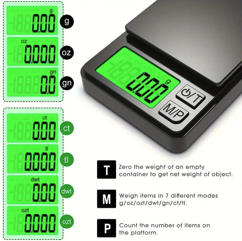 1pc Digital Pocket Scale 1000g 0.1g Mini Gram Jewelry Food Scale - NEW gallery