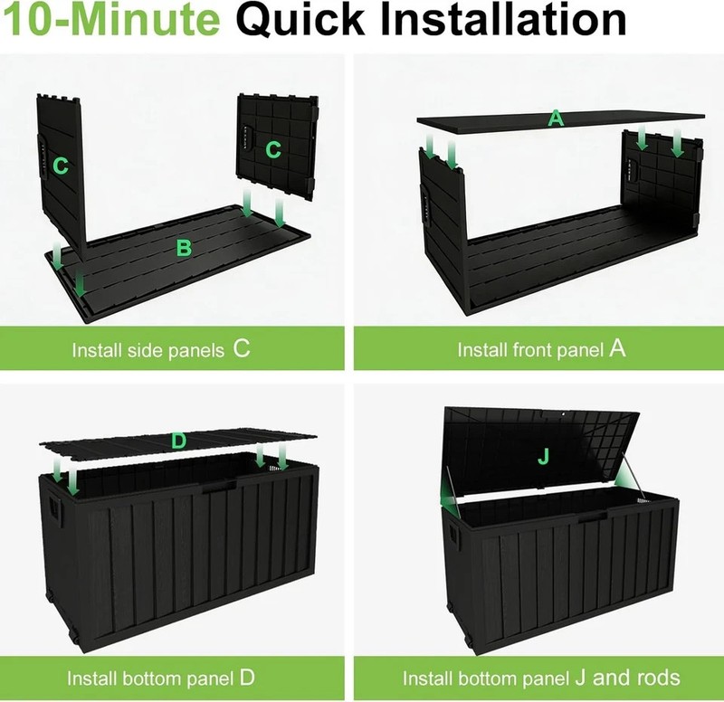 75 Gallon Outdoor Storage Box Waterproof,350Lbs Lockable Patio Storage Box for P gallery