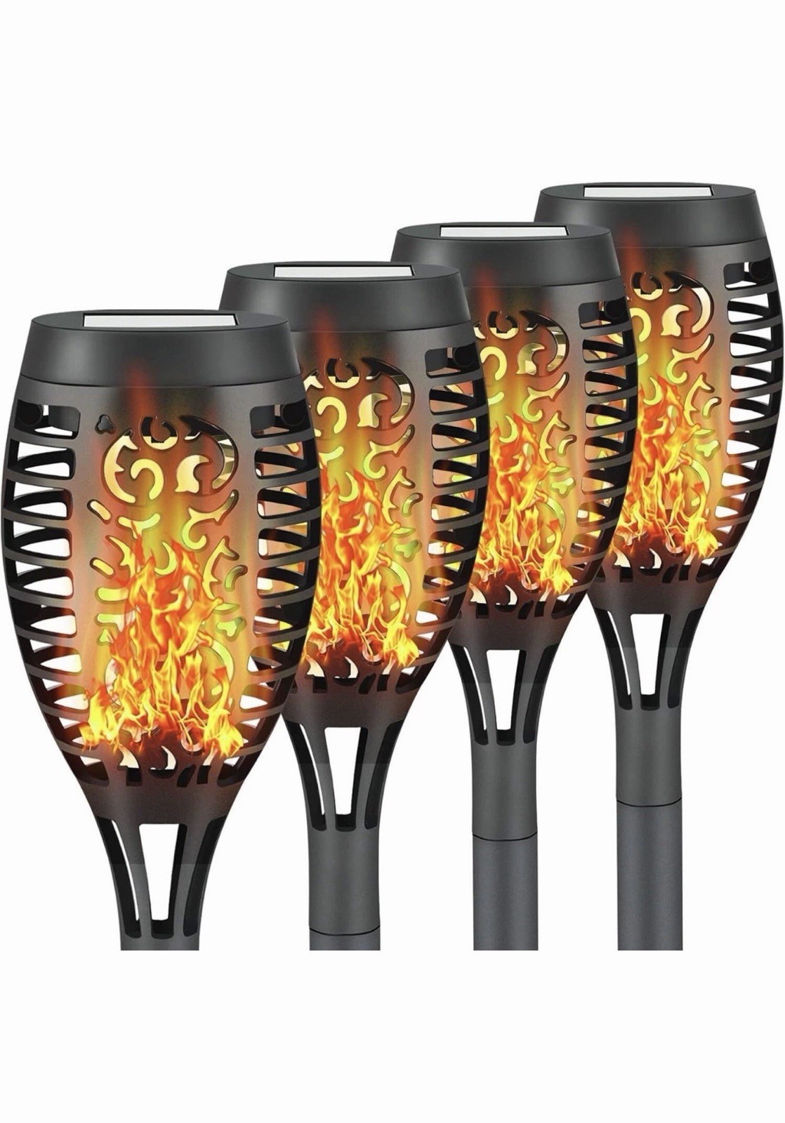4Pack LED Solar Power Tiki Torch Flame Flickering Light Outdoor Garden Lawn Lamp gallery