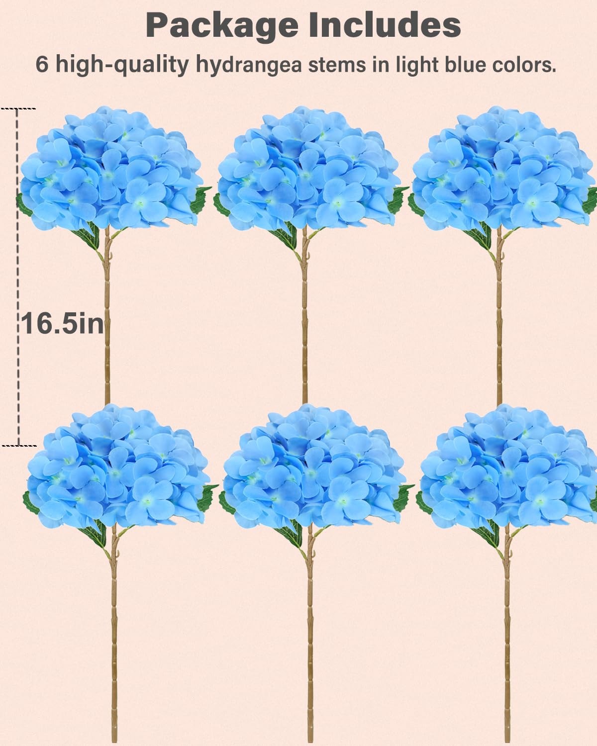 6PCS Premium Blue Silk Hydrangea Artificial Flowers Bouquets - Realistic Fake Hy gallery