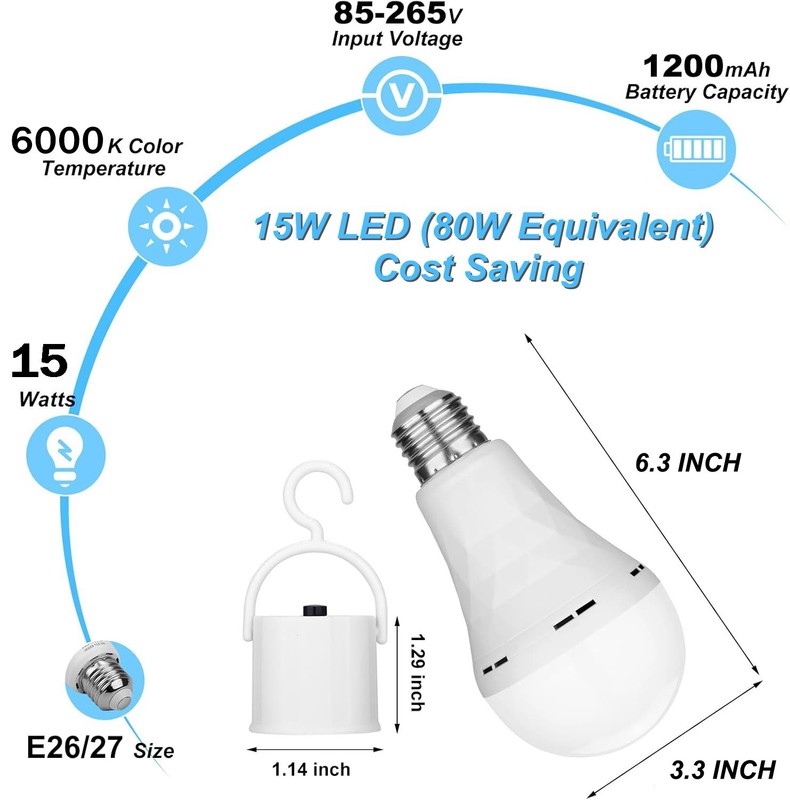 Rechargeable Light Bulbs Emergency Lights For Home Power Failure 15W LED 1200mAh gallery