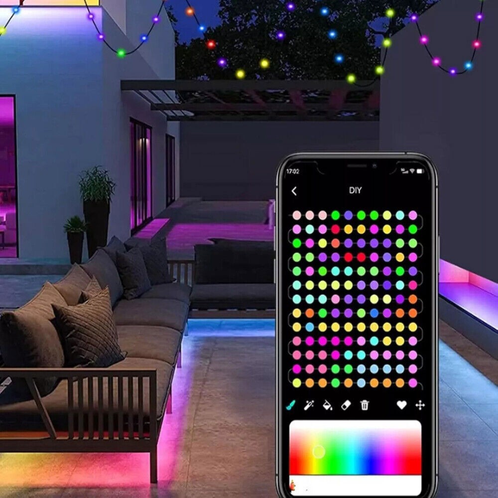 APP & Voice Control Smart Outdoor LED Strip Lights 20M RGBIC Permanent for Party gallery