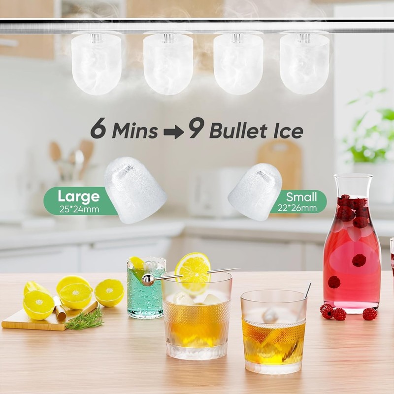 NEW Ice Makers Countertop with Handle Ice Machine Fast 6 Mins 26lbs 24H Green gallery