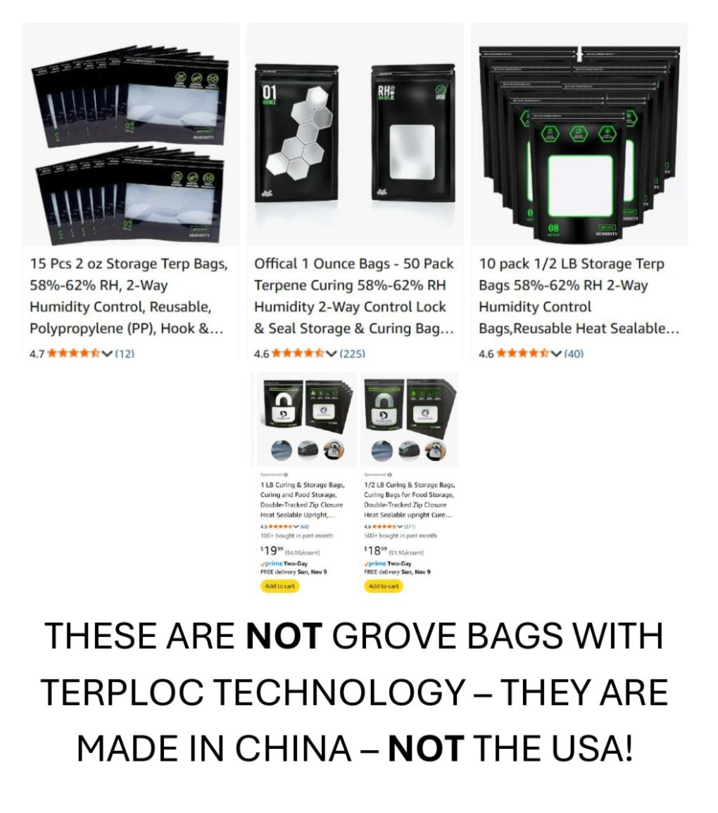 Grove Bags - TerpLoc Curing & Storage Bags - 1/4 Pound 10 pack - MADE IN THE USA gallery