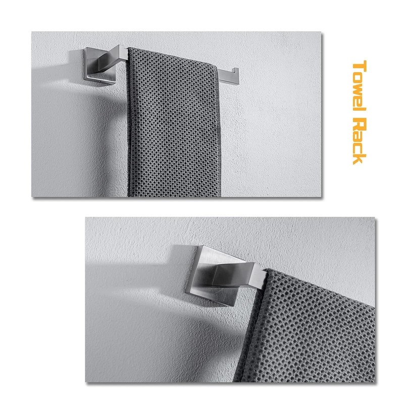 4-Pieces Matte Silver Bathroom Hardware Accessories Set 24 Inch Towel Bar Towe gallery