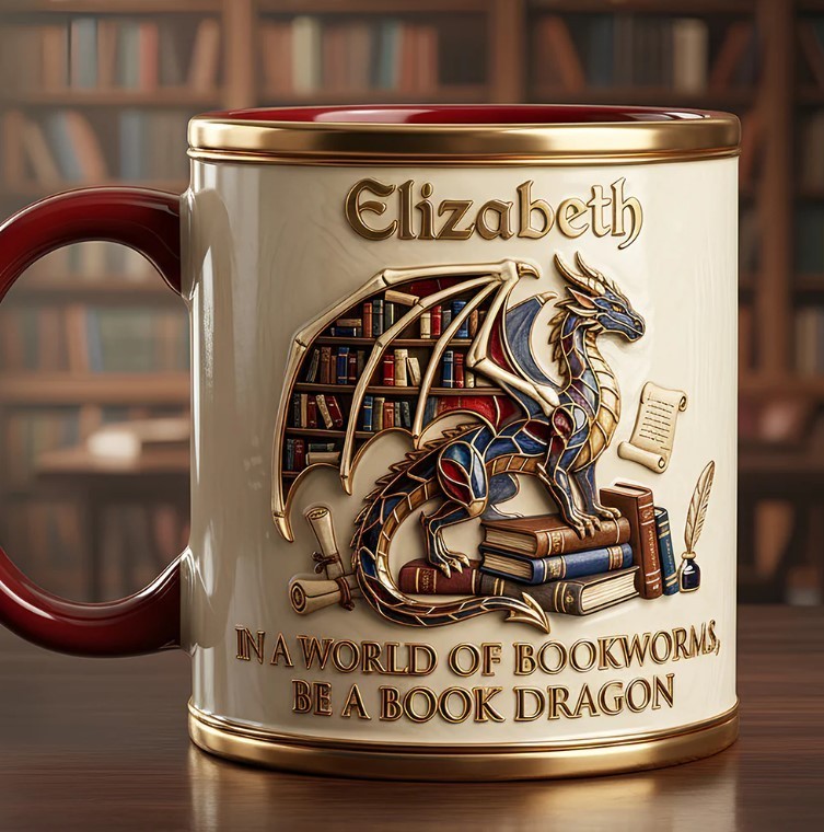 3D Effect Print Dragon Book Coffee Mug Personalized Gifts For Book Lovers 11oz gallery