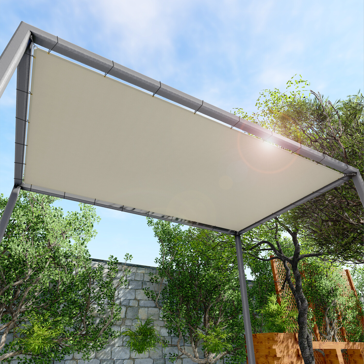 16FT Outdoor Straight Edge Sun Shade Sail Heavy Duty Waterproof UV Blocker Cover gallery