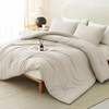 Beige Comforter Set Twin/Twin XL Size, 2 Pieces Twin Extra Long Boho Solid Breat gallery
