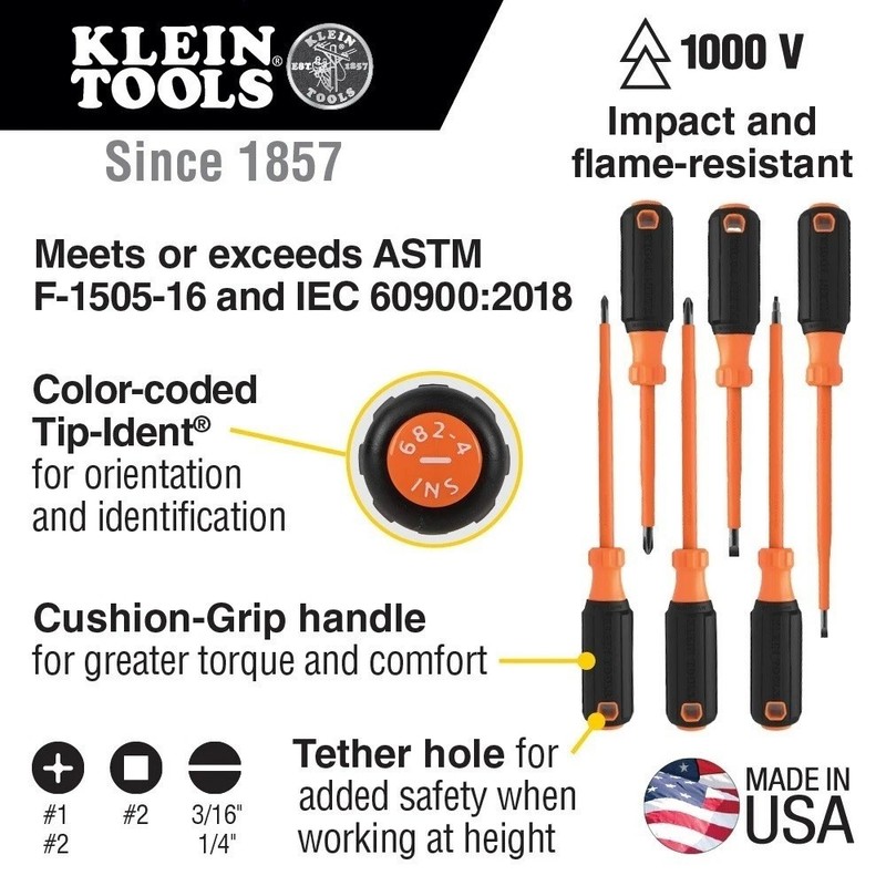 Klein Tools 85076INS Screwdriver Set 1000V Insulated 6-Piece - New in box/Sealed gallery