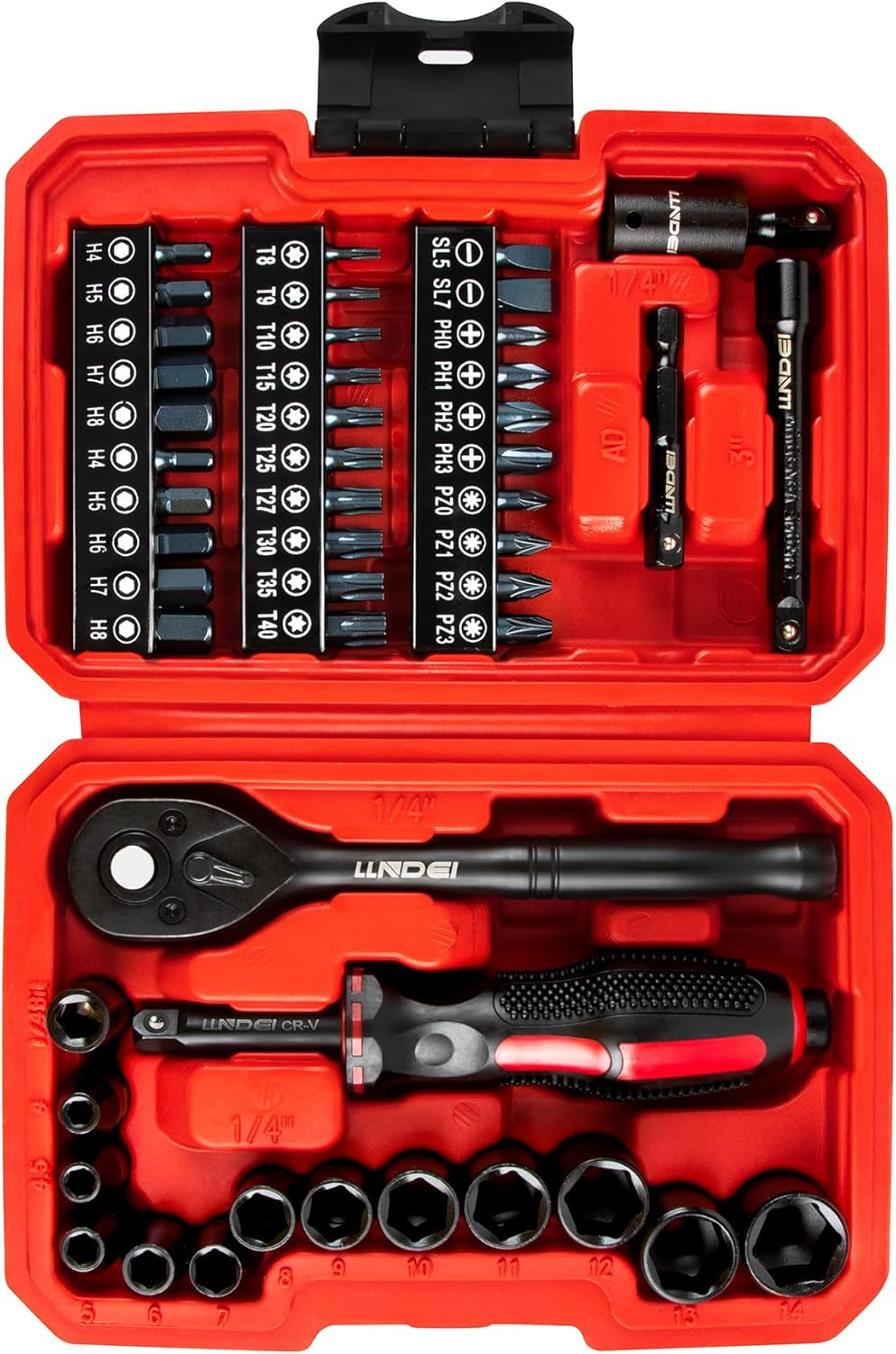 48 Piece 1/4 Inch Mini Socket Ratchet Wrench Set, Metric Shallow Socket (4-14Mm) gallery