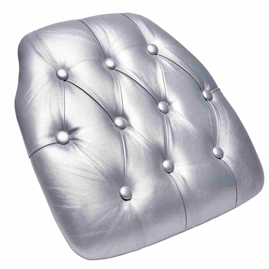 Silver 1.75" Thick Vinyl Tufted Panel Chiavari Chair Cushion by Chivari gallery