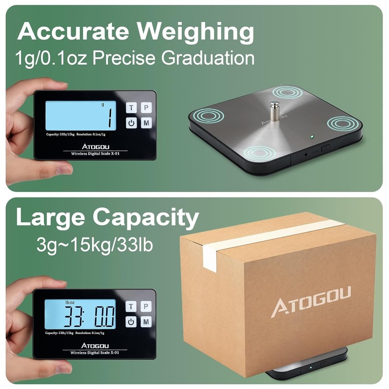 33lb Wireless Kitchen Scale with Remote Display, 1g/0.1oz Precise Graduation, Fo gallery