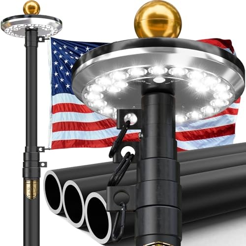 20FT Telescoping Heavy Duty Flag Pole with Solar Light,Extra Thick 11 20 FT gallery