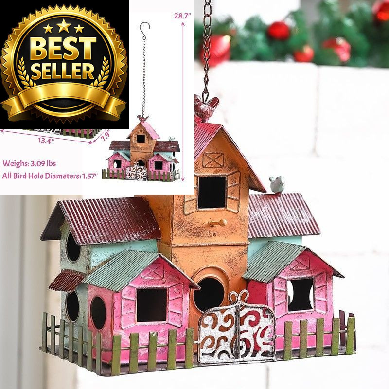 Large Bird Houses for Outside Hanging, Metal Colorful gallery