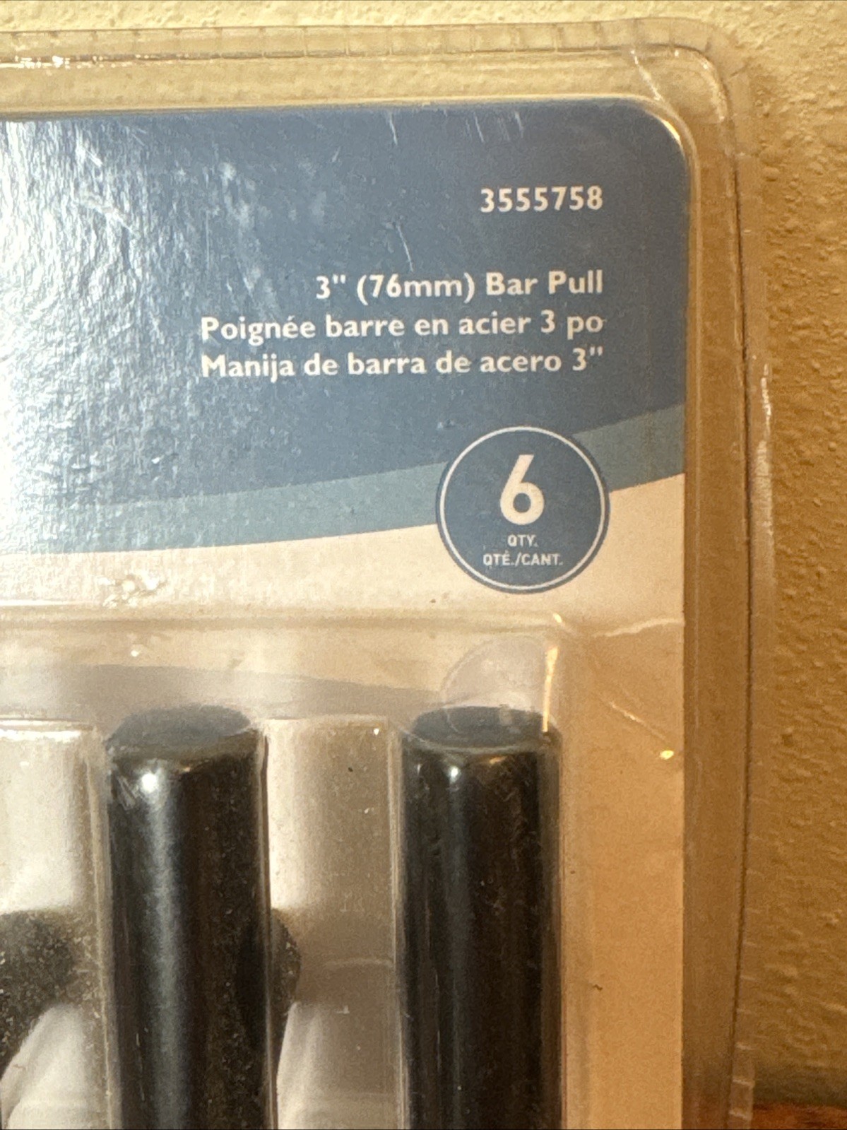 Flat Black 3" Bar Cabinet & Drawer Pull Handle New In Box 6 Pack gallery
