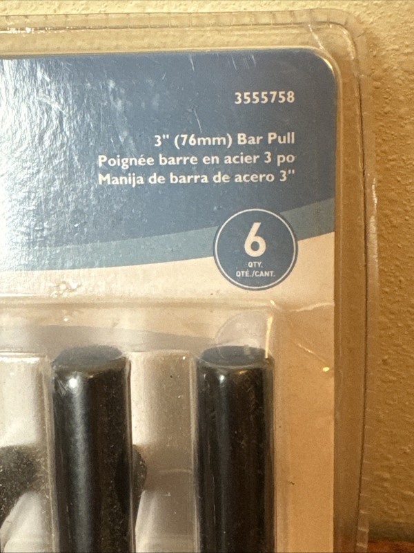 Flat Black 3" Bar Cabinet & Drawer Pull Handle New In Box 6 Pack gallery