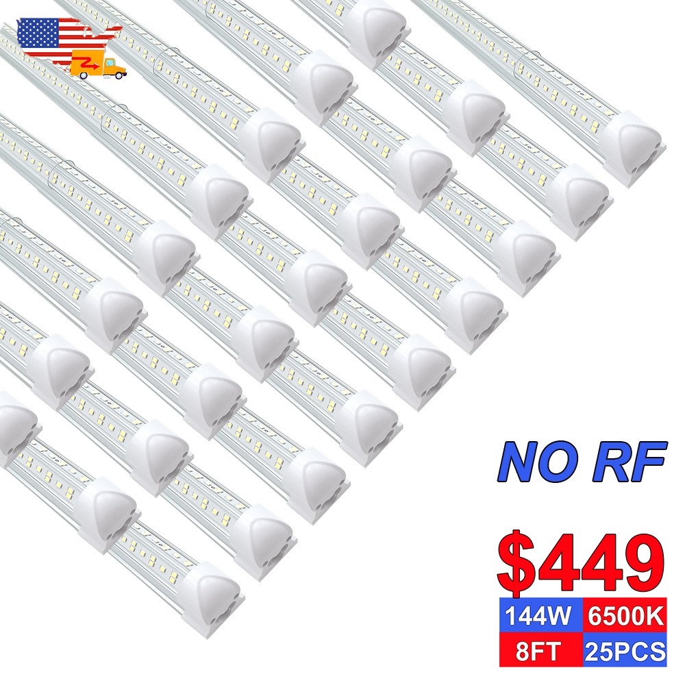 25 Pack 8Ft Led Shop Light Linkable Clear 144W 14400Lms 6500K Garage Fixture gallery