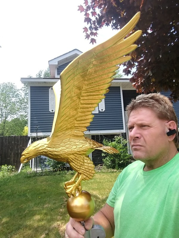 Flagpole Eagle Topper Decorative SILVER Finial Globe Outdoor XX-Large 32 inch gallery