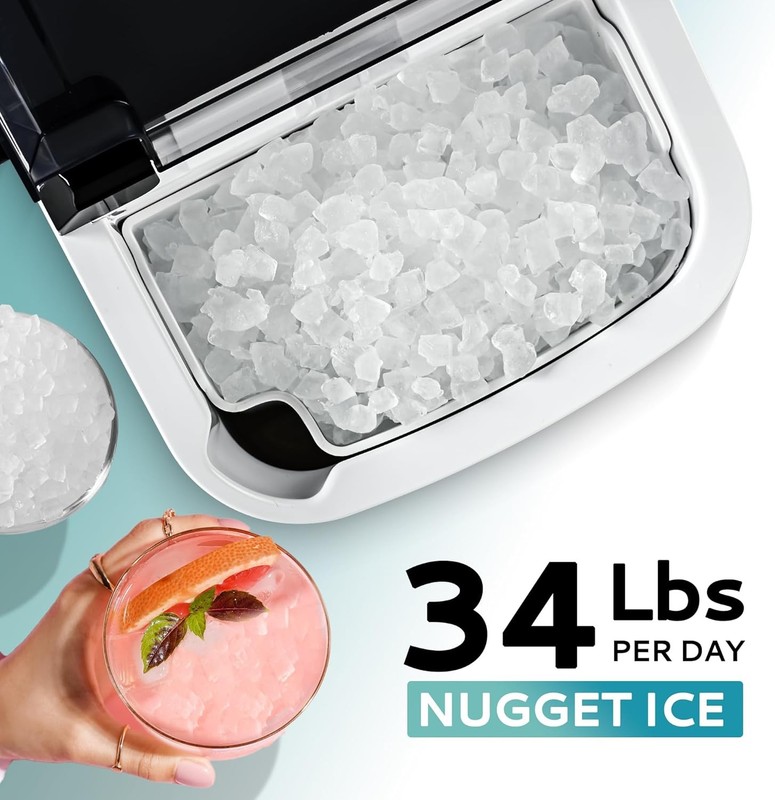 Nugget Ice Maker Countertop with Handle, Ready in 6 Mins, 34lbs Per Day,(Black) gallery