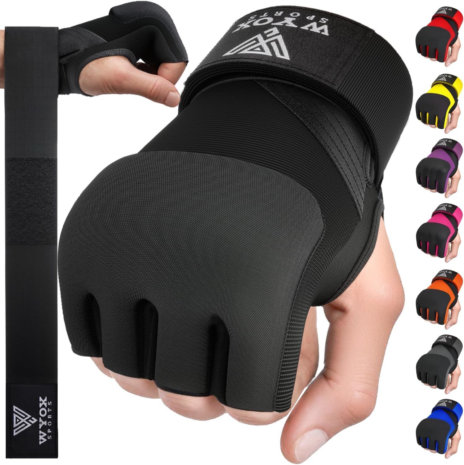 Gel Boxing Hand Wraps Inner Gloves for Men & Women, 80cm Quick Wrist Straps, gallery