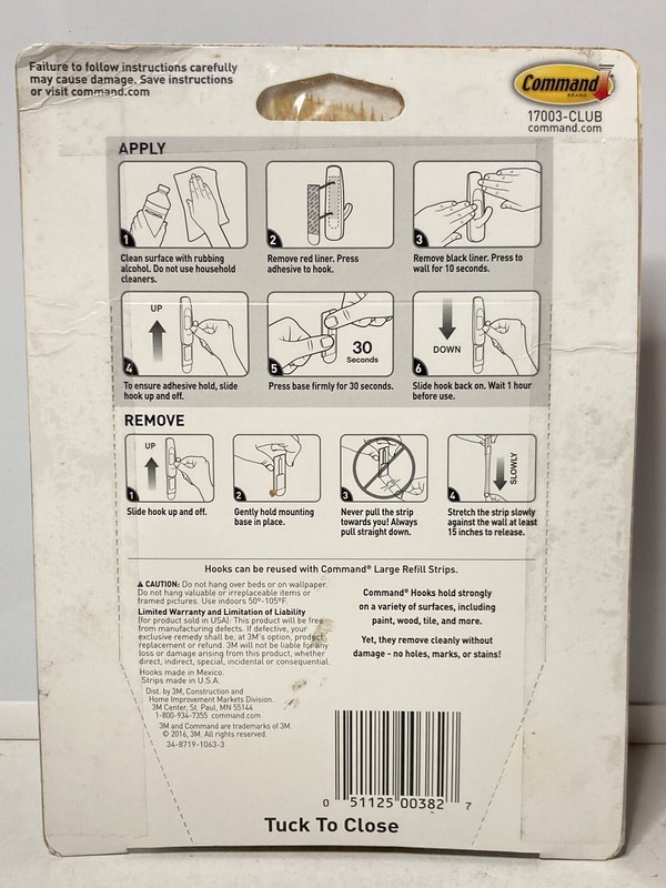 3M Command Strips Damage-Free Hanging 5lb, 12 Large Utility Hooks, 18 Strips gallery