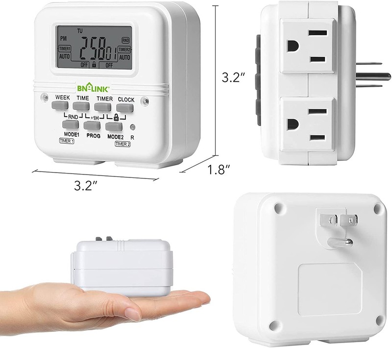 7 Day Heavy Duty Digital Programmable Timer 2Independently Plug-in Outlet Switch gallery