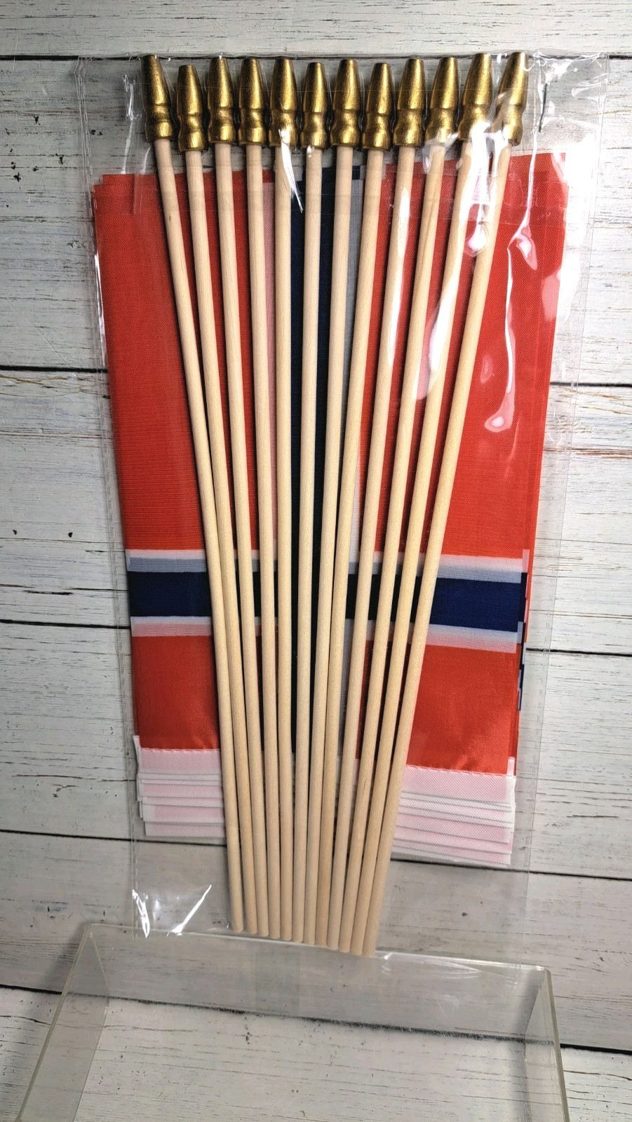 Norway Small Flag Norwegian Stick Mini Hand Held Flags Solid Wooden Pole 12pk gallery