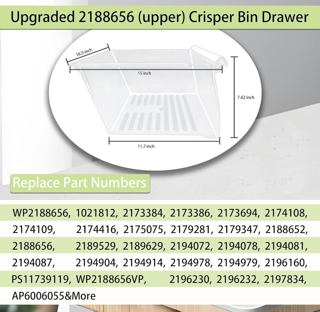 New 2 Pack 2188656 Fridge Crisper Drawer Refrigerator 2188664 Fits Whirlpool gallery
