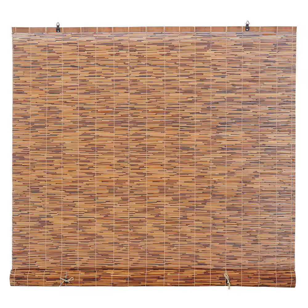 Cord Free Chocolate Light-Filtering Natural Bamboo Reed Roman Shades Manual Roll gallery