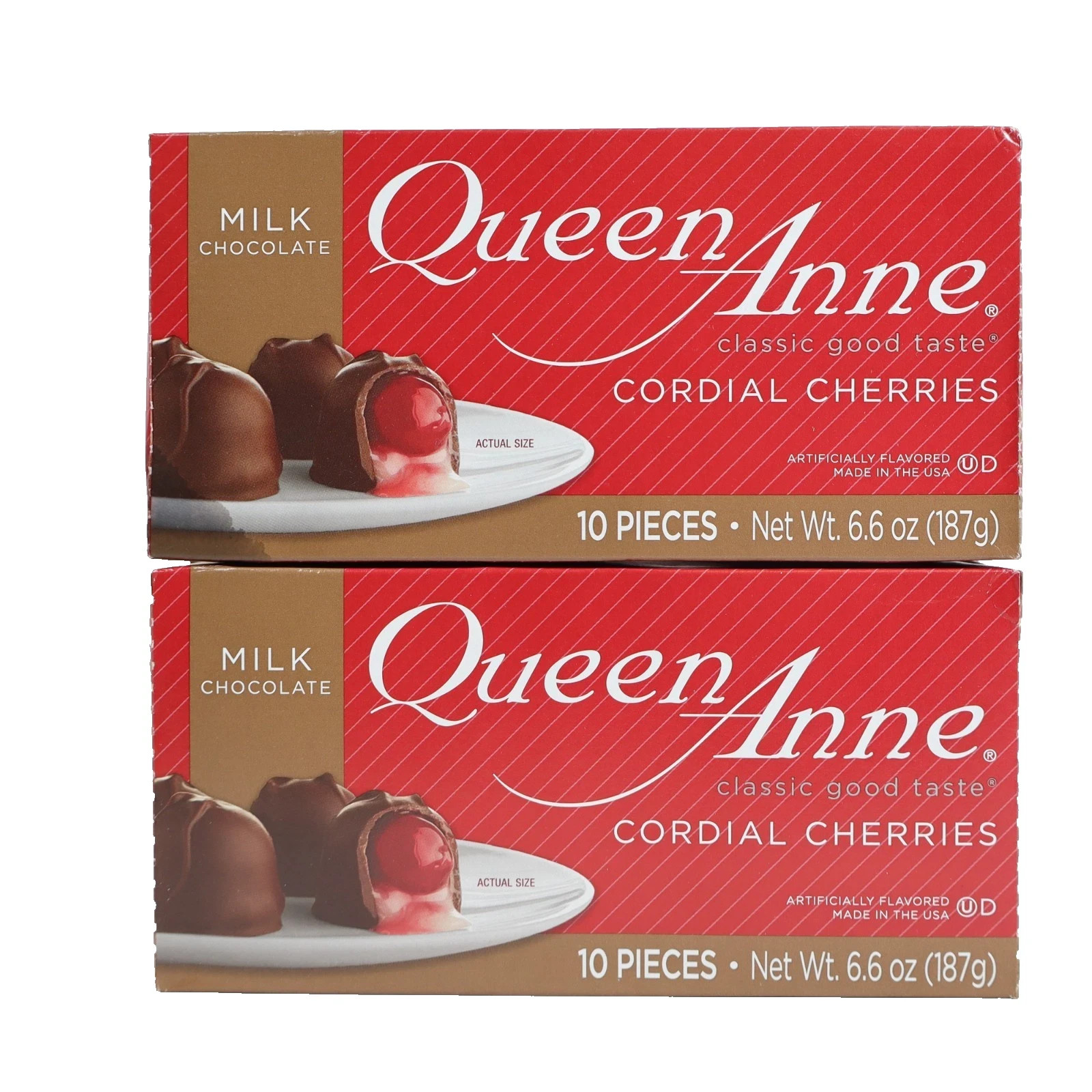 2 PACK Queen Anne Milk Chocolate Covered Cordial Cherries Candy 10ct BB 10/2026 gallery