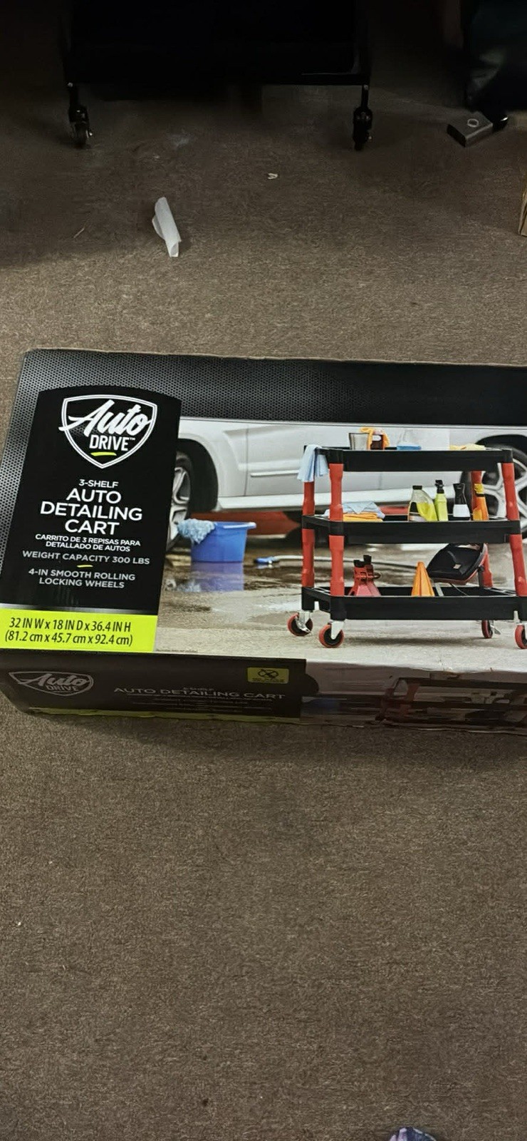 Auto Drive Professional 3 Shelf Detailing Cart, 300 Lbs Capacity, Locking Wheels gallery