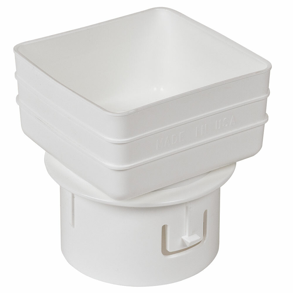 4x4x4 Downspout Adapter - Gutter to Underground Pipe - White gallery