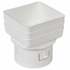 4x4x4 Downspout Adapter – Gutter to Underground Pipe – White