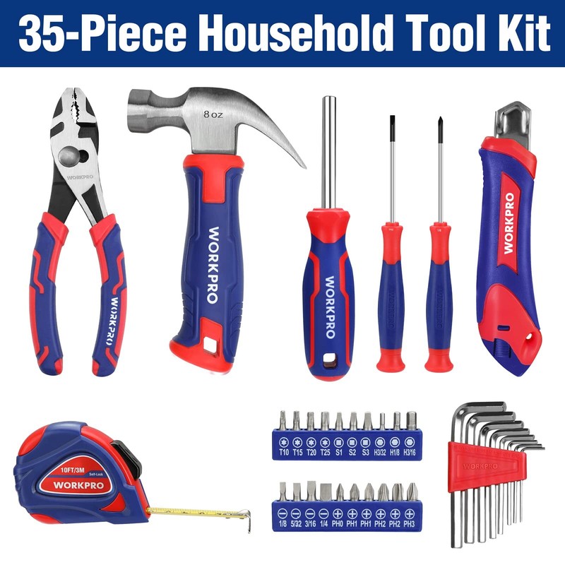 WORKPRO 35-Pieces Household Tool Kits Hand Tool Set General Basic Tool Set w/Box gallery