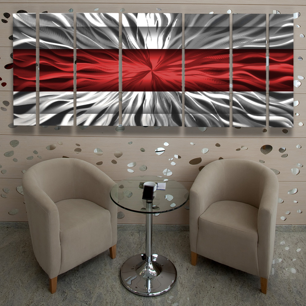 Metal Wall Art Modern Contemporary Abstract Sculpture Red Painting Home Decor Lg gallery