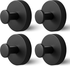 4× Removable Heavy Duty Suction Cup Hooks for Shower, Towel Hook [Matte Black]