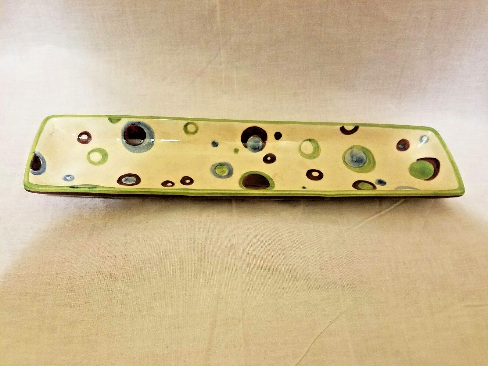 Rare Hand Painted Tika Narrow Rectangle Serving Platter by Home ETC. gallery