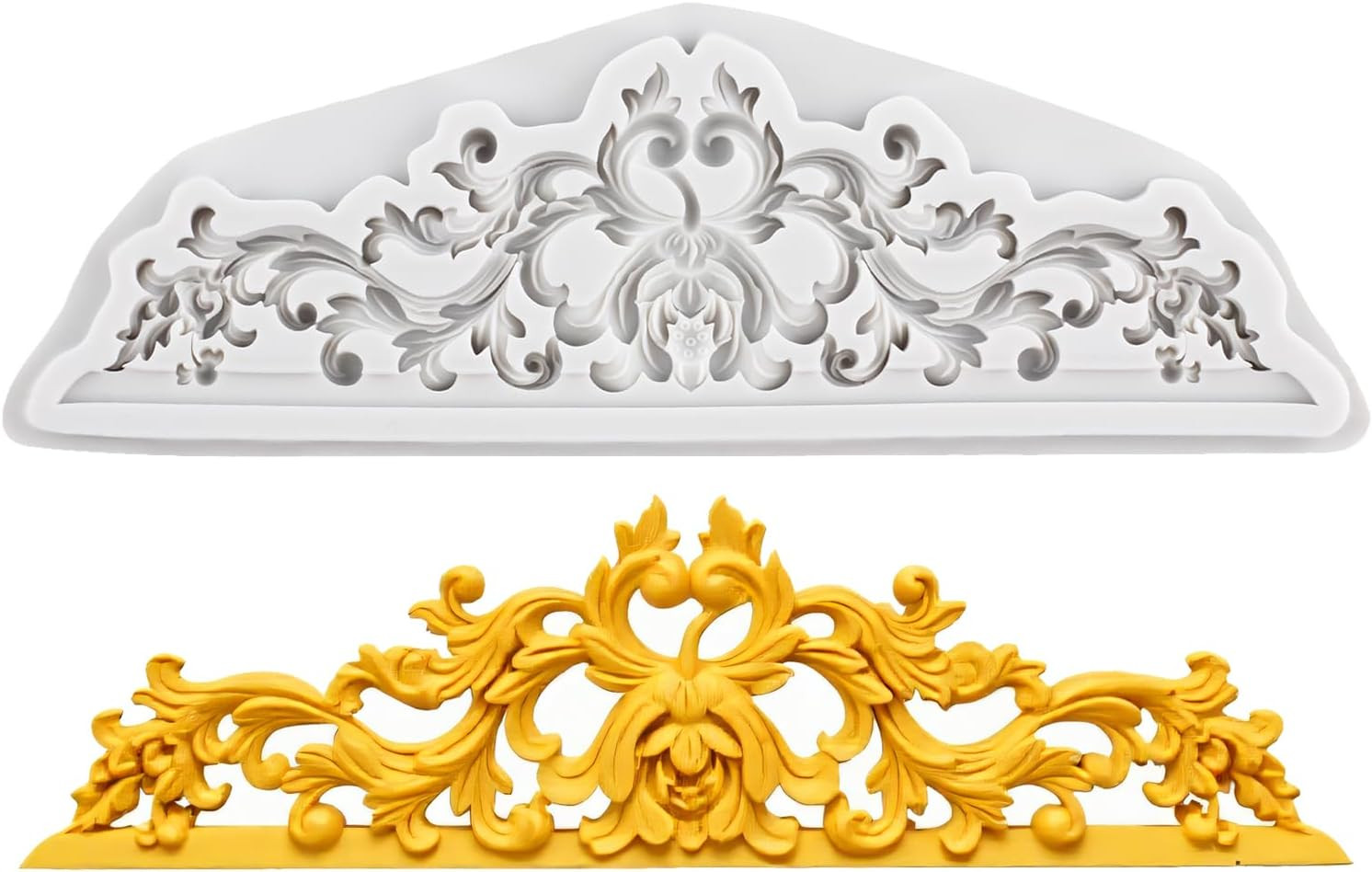 Baroque Polymer Clay Molds Curlicues Scroll Relief Flower Lace Silicone Mold gallery