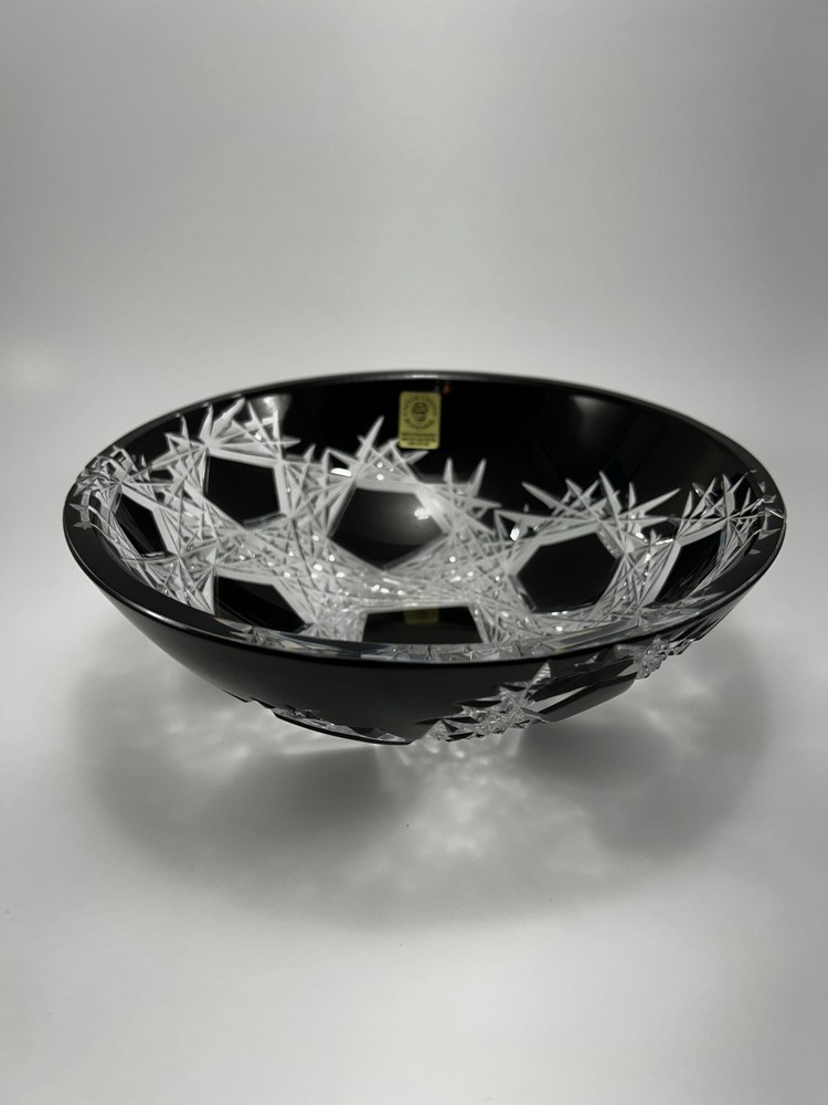 Caesar Crystal Bohemia Hand Cut Lead Crystal Decorative Bowl Plate Black Clear
