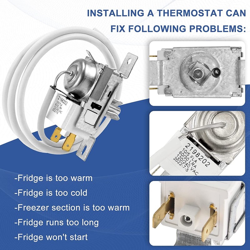 Refrigerator Cold Control Thermostat For Whirlpool Kenmore Roper 2198202 New gallery