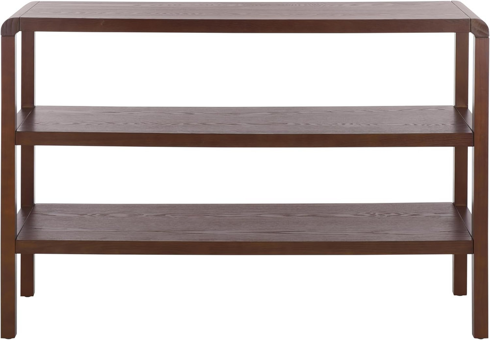 Omara Walnut Brown 2-Shelf Console Table for Entryway & Living Room