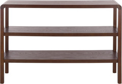 Omara Walnut Brown 2-Shelf Console Table for Entryway & Living Room