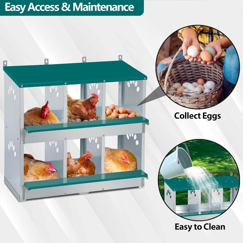 Toriexon Chicken Nesting 6 Compartment Metal Nesting 6 Room Wall Mountable gallery