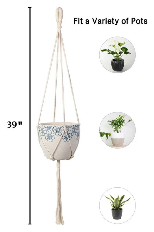 Macrame Plant Hanger – Handmade Cotton Rope Hanging Planter Holder for Outdoor gallery